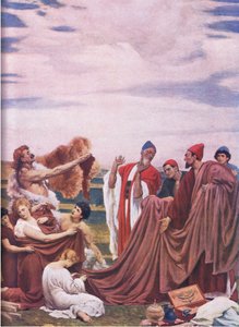 Féničtí obchodníci na pobřeží Británie (barva litho) od Frederic Leighton