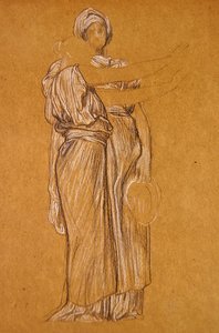 Study for the Dance (černobílá křída na papíře) od Frederic Leighton