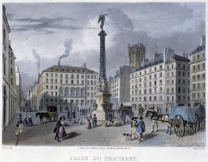 Place du Chatelet – v “”Paříži roku 1832” od Martense