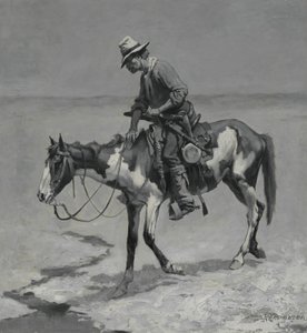 Texaský poník, 1889 (olej na kompoziční desce) od Frederic Remington