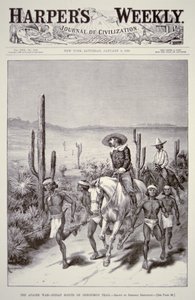 Apache Scouts vedou armádní hlídku při pronásledování Geronima (1829-1909) z „Harper