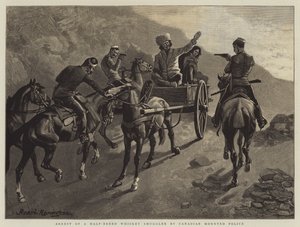 Zatčení pašeráka whisky Half-Breed kanadskou jízdní policií od Frederic Remington