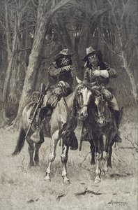 Šajenští skauti hlídkují ve Velkém lese v Severní Kanadě, Oklahoma od Frederic Remington