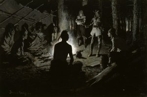 Rada francouzských průzkumníků s indiány od Frederic Remington