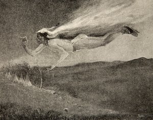 Zářivý jako Ishkoodah, kometa, Jako hvězda s ohnivými kadeřemi, z The Song of Hiawatha od Henryho Wadswortha Longfellowa (1807-82), hospoda. George G. Harrap und Company Ltd., 1911 od Frederic Remington
