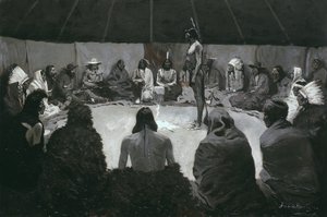 I Will Tell the White Man, cca 1900 (olej na plátně) od Frederic Remington