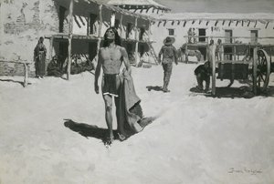 Nic než veselé pohledy následovaly netopýra, kolem roku 1900 (olej na plátně) od Frederic Remington