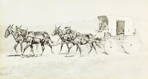 Jedna z Williamsonových scén, kolem roku 1892 (pero a štětec a černý inkoust a čínská bílá na papíře) od Frederic Remington