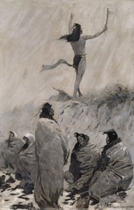 Požírač ohně zvedl ruce k Thunder Birdovi od Frederic Remington