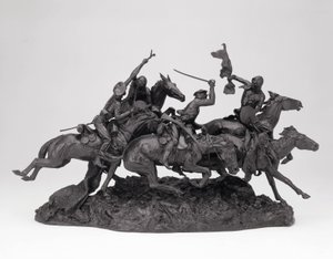 The Old Dragoons of 1850, model 1905, lit 1905-09 (bronz s černou patinou) od Frederic Remington
