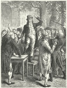 Projev Camille Desmoulins v zahradě Palais Royal v Paříži