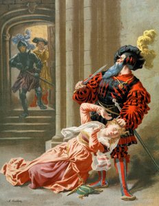 Modrovous se pokouší zabít svou ženu, asi 1890 (ilustrace) od Frederic Theodore Lix
