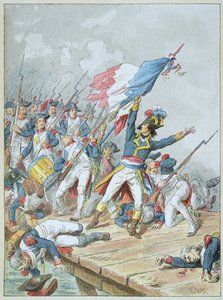 Bonaparte překročil most d Arcole v listopadu 1796 od Frederic Theodore Lix