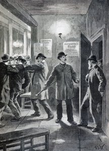 Policejní razie v anarchistickém klubu, Londýn od Frederic Theodore Lix