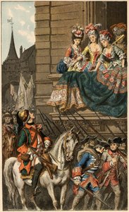 Populární píseň: „Pretty Dragon“. Ilustrace Frederica Theodora Lixe (1830-1897) v „“Dětské písně a kolečka z provincií Francie““ od Frederic Theodore Lix