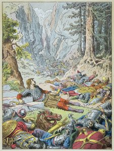 Roland zemřel v bitvě u Roncesvalaux od Frederic Theodore Lix