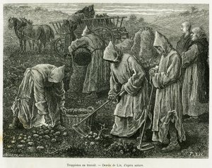 Trappisté v práci. Rytina od Lixe k ilustraci příběhu A travers l