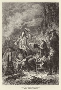 Villars požehnal Malplaquet. Claude Louis Hector de Villars, maršál Francie, zraněn v bitvě u Malplaquet, válce o španělské dědictví od Frederic Theodore Lix