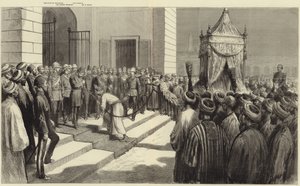 Khedive zdraví posvátný koberec v Káhiře před jeho odesláním do Mekky od Frederic Villiers
