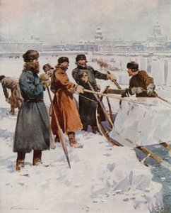 Řezání ledu na Něvě od Frederic de Haenen