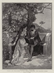 Paolo a Francesca v divadle svatého Jakuba, scéna čtení od Frederic de Haenen
