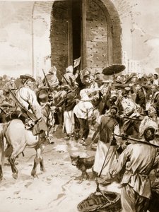 Čínská revoluce, 1911, ilustrace z knihy "Hutchinsons History of the Nations", cca 1920 od Frederic de Haenen