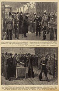 Odjezd vévody z Cornwallu a Yorku, příjezd krále a královské party do Portsmouthu, král uděluje viktoriánské řády a medaile námořním důstojníkům a mužům