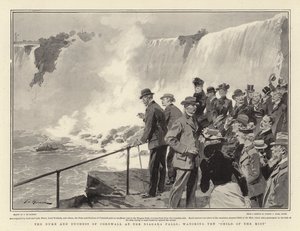 Vévoda a vévodkyně z Cornwallu u Niagarských vodopádů, sledující Dítě mlhy od Frederic de Haenen