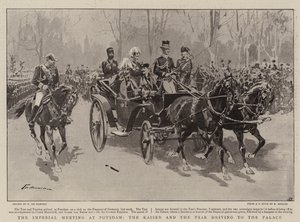 Císařská schůzka v Postupimi, jízda císaře a cara do paláce od Frederic de Haenen
