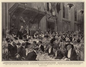 Banket primátora v Guildhall, pan Balfour přehrává přípitek, ministři Jeho Veličenstva od Frederic de Haenen