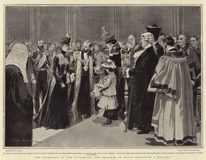 Recepce v Guildhall, princezna z Walesu obdrží kytici od Frederic de Haenen
