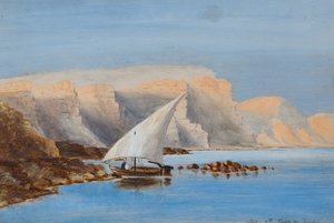 Plachetnice u severní Afriky, cca 1846-1907 (olej na palubě) od Frederica Countess of Scarborough Drummond