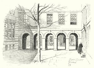 Pump Court, Temple (litografie) od Frederick Adcock