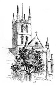 Southwark Cathedral, Londýn, 1912 od Frederick Adcock