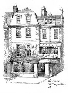 Whistlers dům, 96 Cheyne Walk, Chelsea, Londýn, 1912