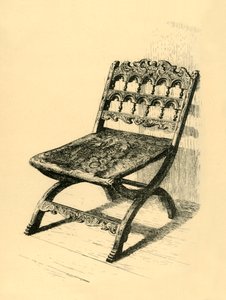Skládací židle, ořechové dřevo, 16.-17. století, 1881.