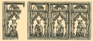 Rytíři a dámy sedící pod baldachýny, děrovaný panel ze slonoviny, polovina konce 14. století, 1881.