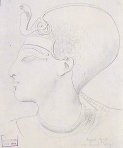 Studie reliéfu hlavy Setiho I. (1394-1279 př. n. l.) v chrámu Setiho I., Abydos, 1874 od Frederick Arthur Bridgman