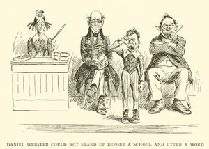 Daniel Webster se nedokázal postavit před školu a říct jediné slovo. od Frederick Burr Opper