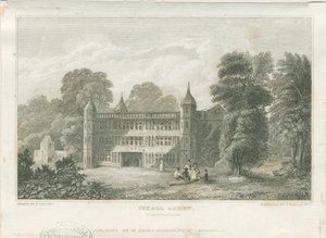 Tixall Hall - Gatehouse: rytina, nd [c 1830] (tisk)