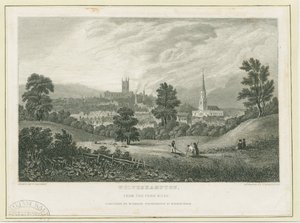 Wolverhampton - Pohled do dálky z Penn Road: ocelorytina, nd [c 1830] (tisk)