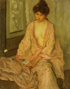 Růžové kimono od Frederick Carl Frieseke