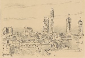 New York Skyline, Light Buildings, 1918. od Frederick Childe Hassam