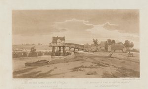 Vodní mlýn nad mostem v Charentonu 1803; Deska 20 z Views v Paříži, Emanuel Volume tracing of plate B181.25.2629