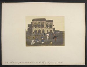 Obydlí anglického gentlemana, [Garden Reach,] Kalkata, kolem 1851-52 (ručně kolorovaná fotografie)