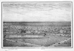 Esplanade Row a mešita, panorama Kalkaty, Indie, c1840.