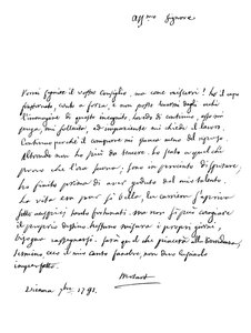 Dopis Wolfganga Amadea Mozarta, 1791 1865.
