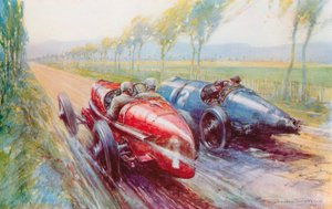 Felice Nazzaro vyhrál Grand Prix 1922 a řídil jeden z nových a velmi rychlých Fiatů (barevné lito)