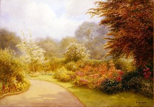 Azalky Rectory Gardens, Brockhurst Hill (akvarel na papíře)