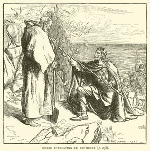 Egfrid prosící svatého Cuthberta (rytina) od Frederick Henry Townsend